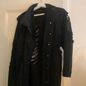 Longline oversize black denim jacket